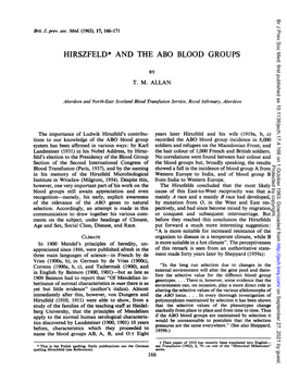 Hirszfeld* and the Abo Blood Groups