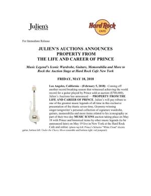 Julien's Auctions Announces Property from the Life And