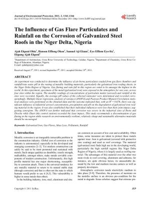 The Influence of Gas Flare Particulates and Rainfall on the Corrosion of Galvanized Steel Roofs in the Niger Delta, Nigeria