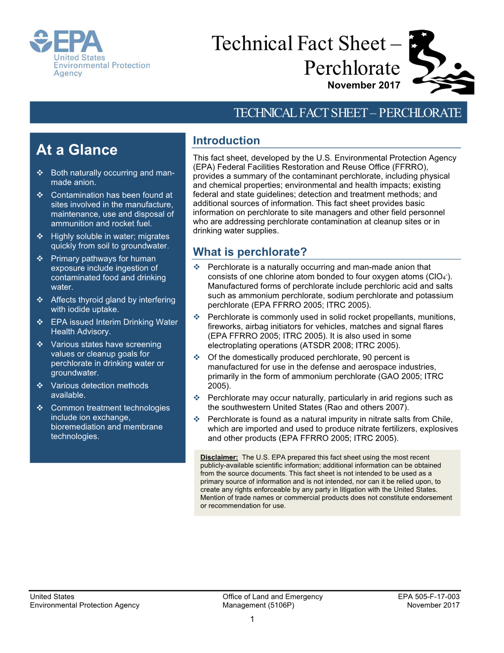 Technical Fact Sheet – Perchlorate November 2017