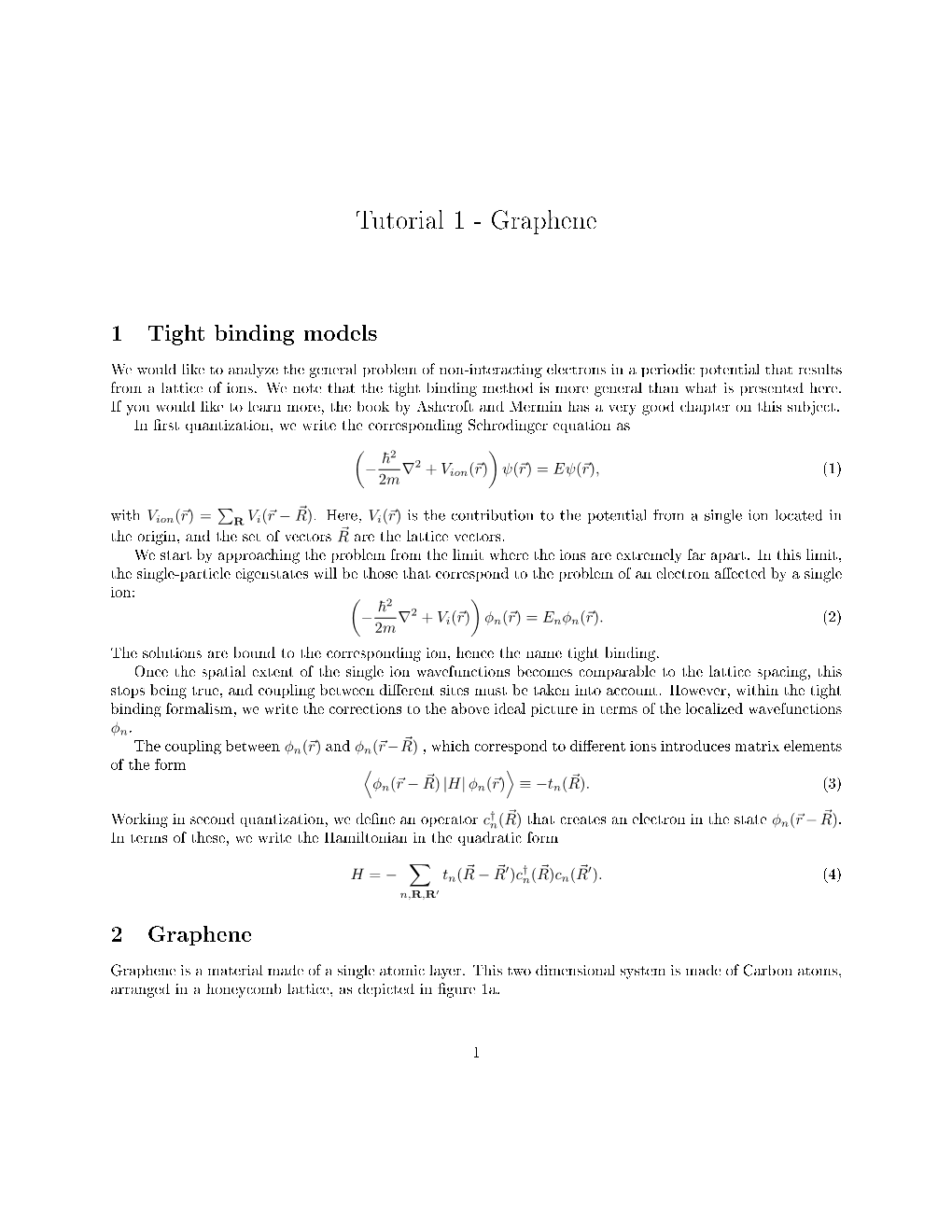 Tutorial 1 - Graphene