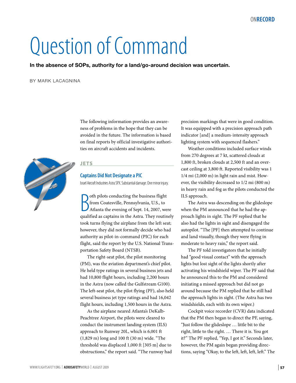Question of Command in the Absence of Sops, Authority for a Land/Go-Around Decision Was Uncertain