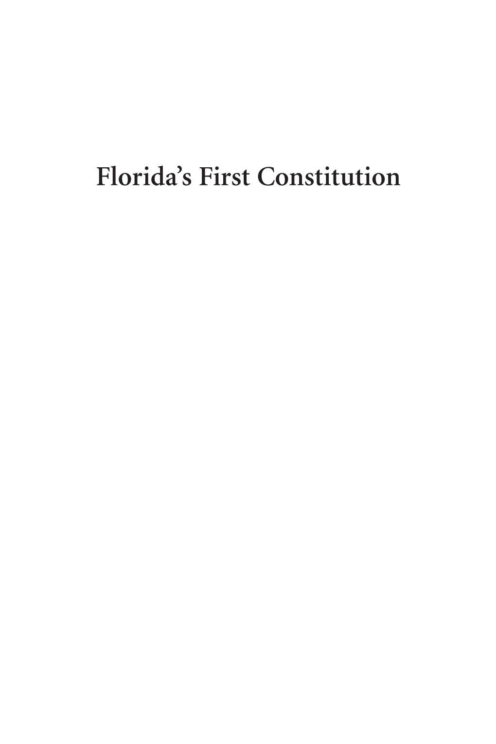 Florida's First Constitution