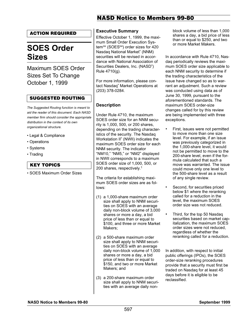 SOES Order Sizes