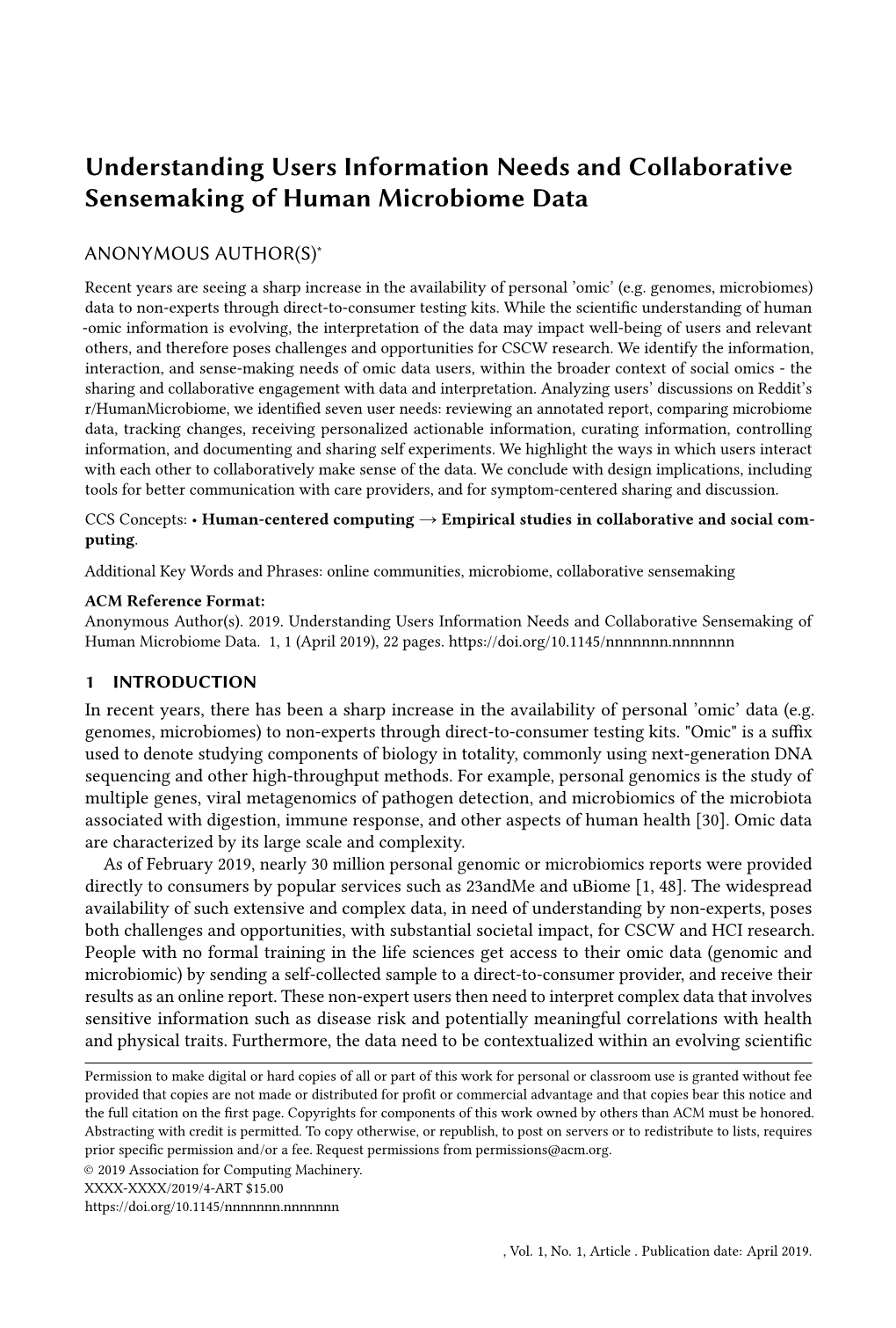 Understanding Users Information Needs and Collaborative Sensemaking of Human Microbiome Data