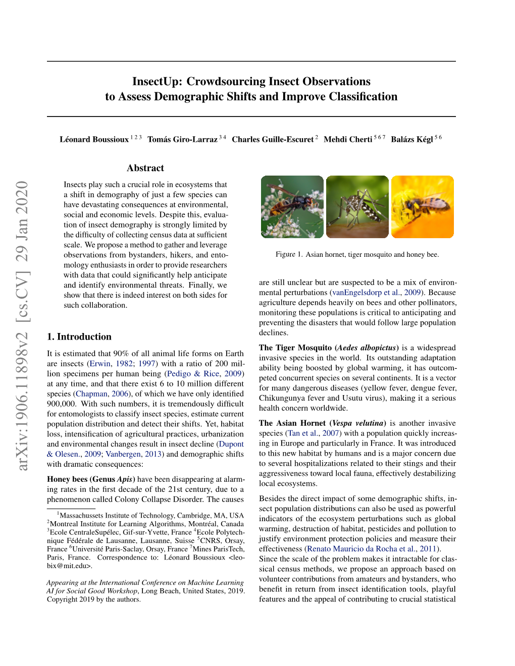 Crowdsourcing Insect Observations to Assess Demographic Shifts and Improve Classiﬁcation