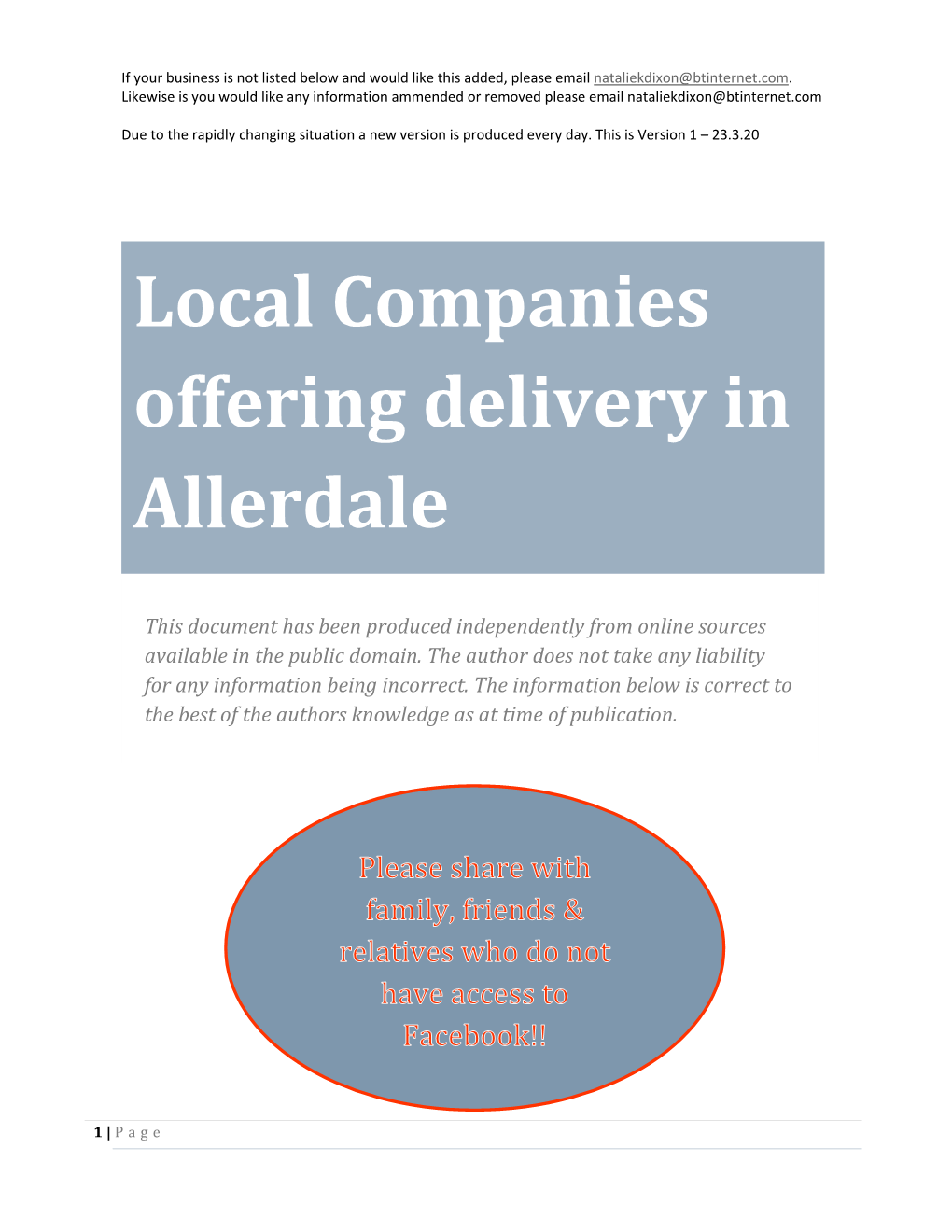 Delivery Services in Allerdale