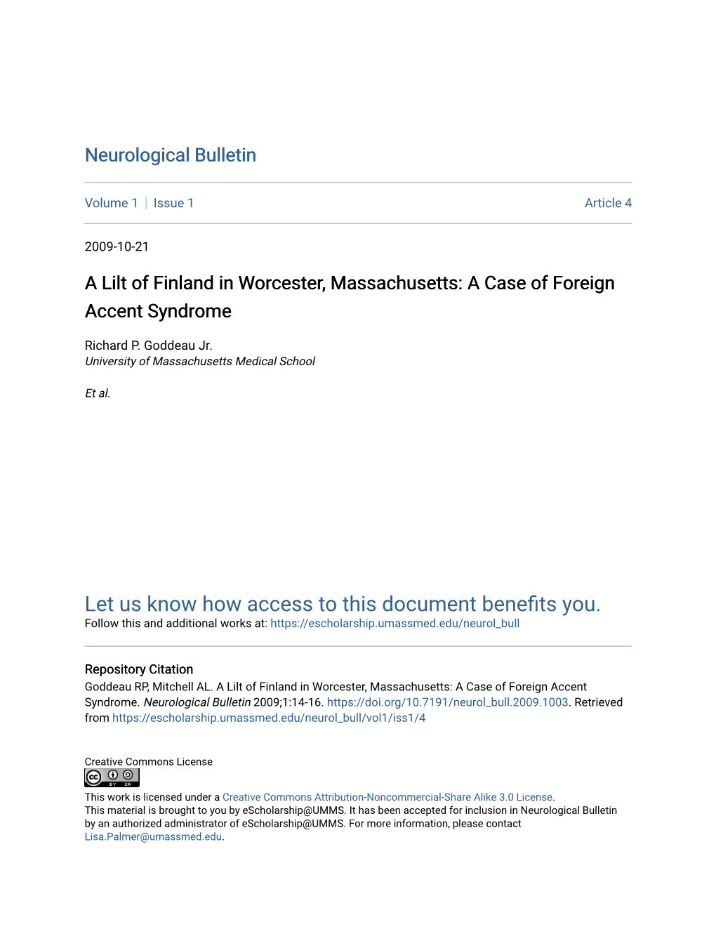 A Case of Foreign Accent Syndrome