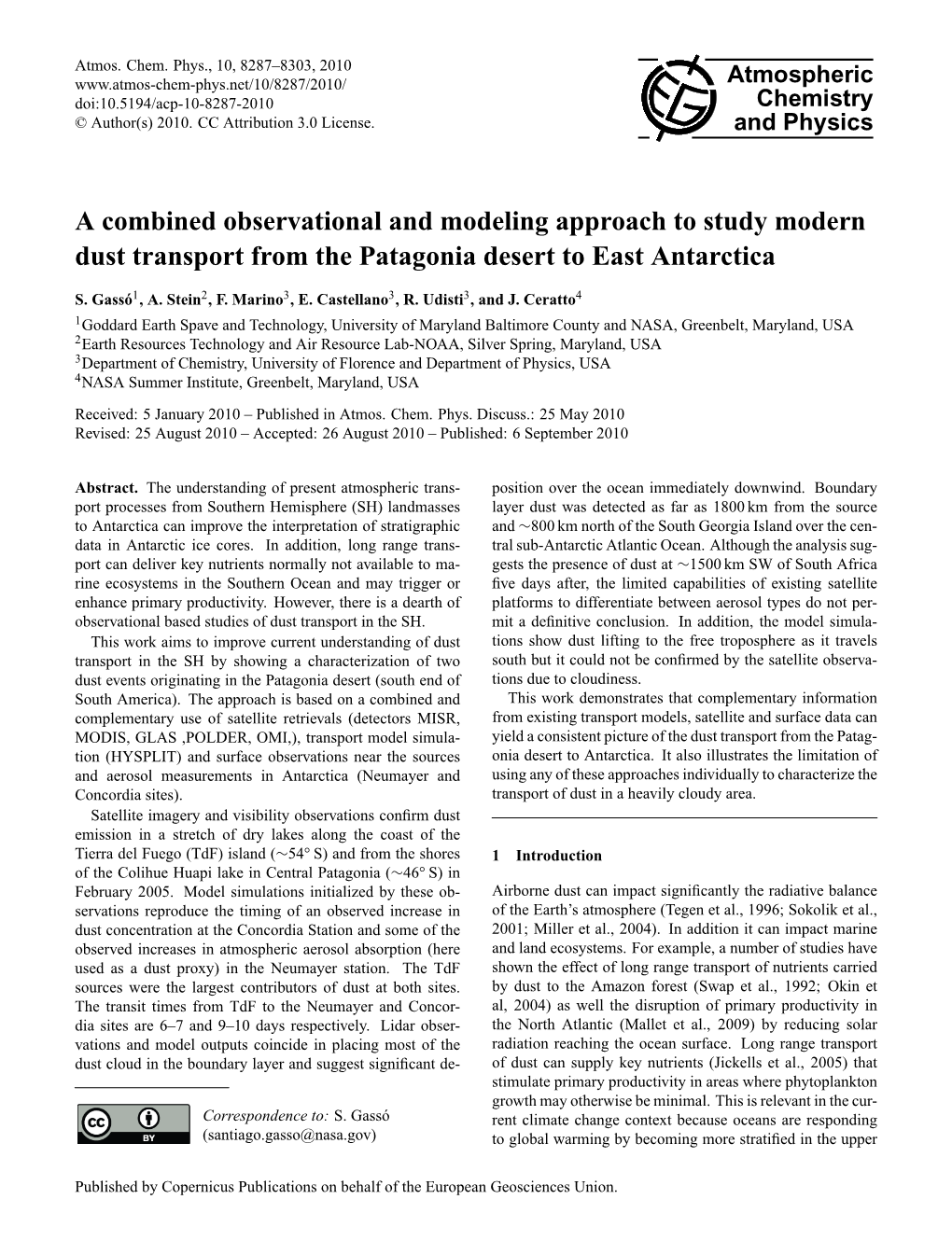 A Combined Observational and Modeling Approach to Study Modern Dust Transport from the Patagonia Desert to East Antarctica