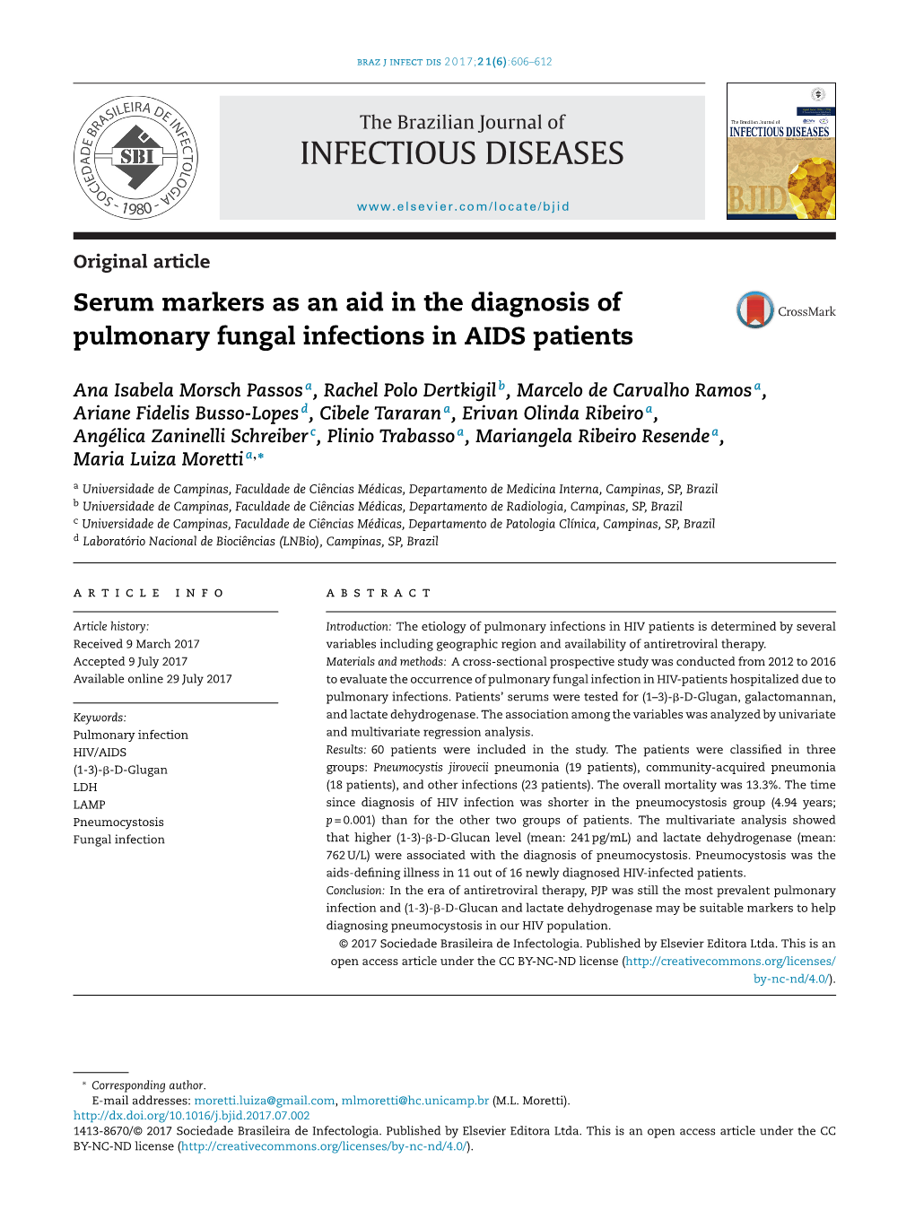 Serum Markers As an Aid in the Diagnosis of Pulmonary