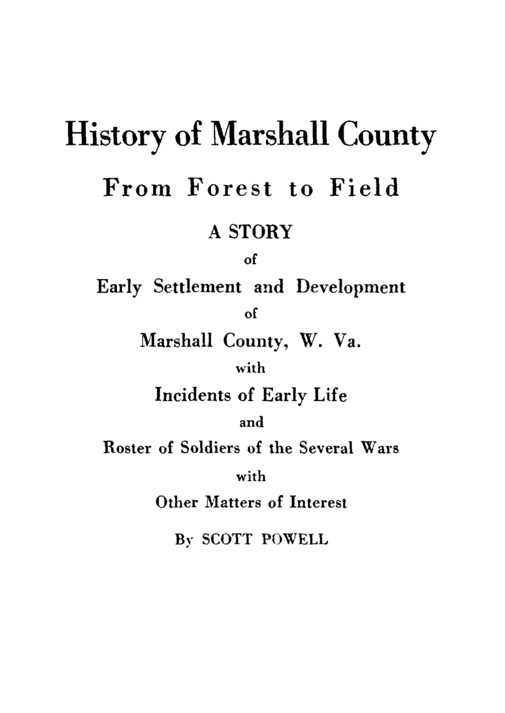 History of Marshall County