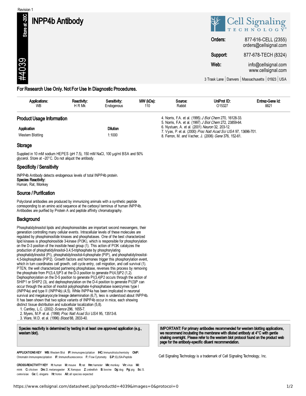 Inpp4b Antibody A