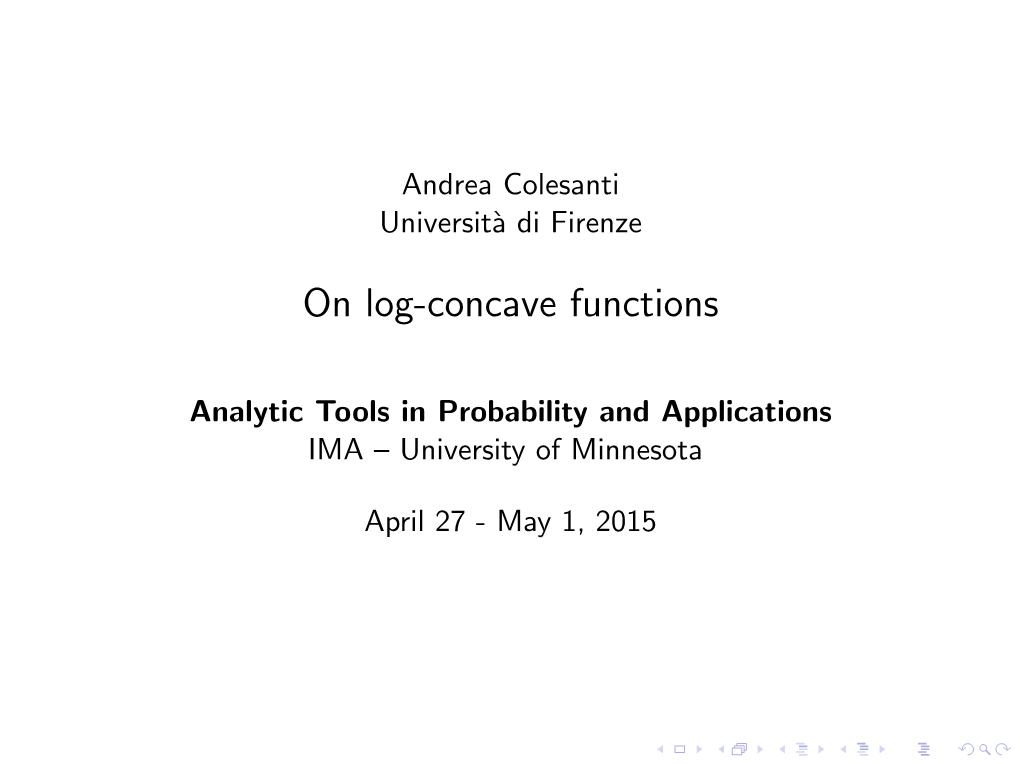 On Log-Concave Functions