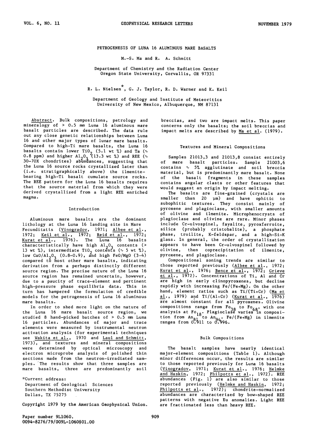 Petrogenesis of Luna 16 Aluminous Mare Basalts