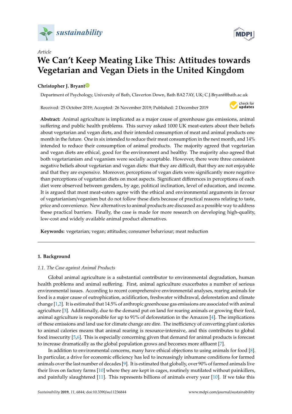 We Can't Keep Meating Like This: Attitudes Towards Vegetarian and Vegan Diets in the United Kingdom