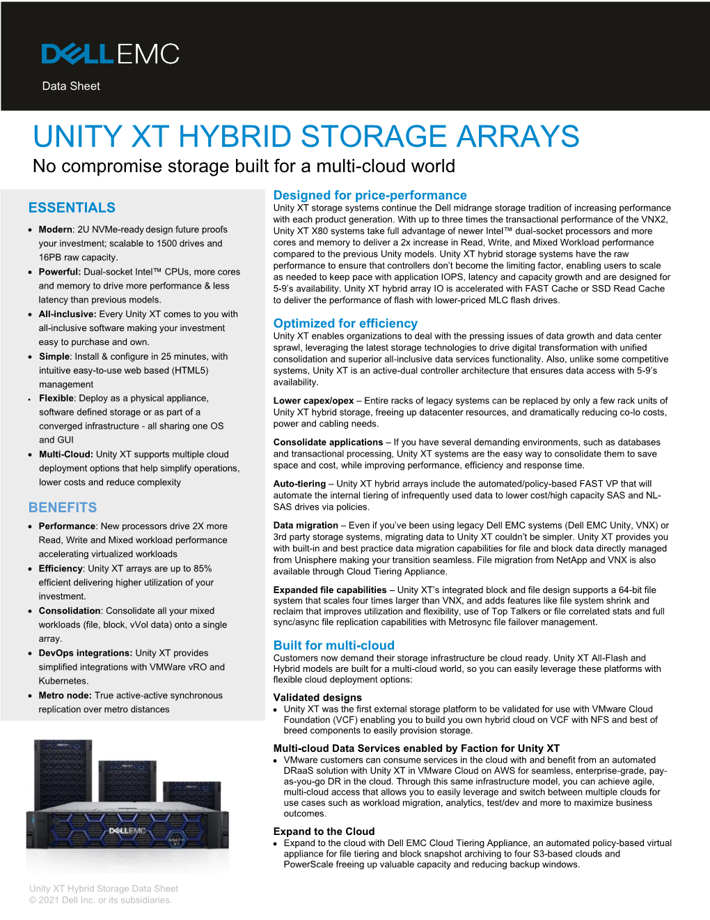 Dell EMC Unity XT Hybrid Data Sheet