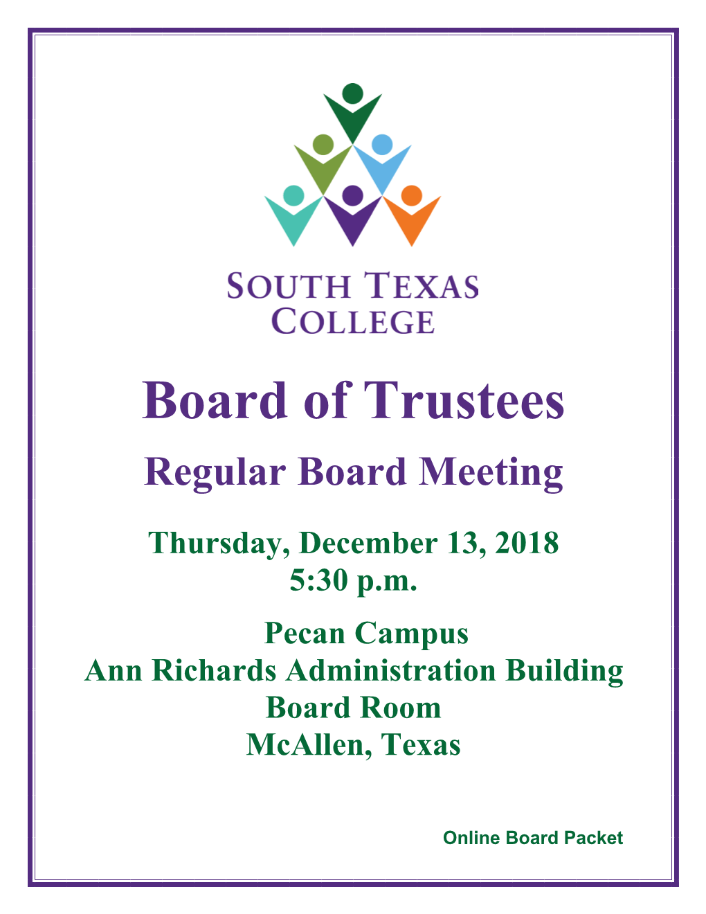 2018 12 13 Regular Board Meeting Packet