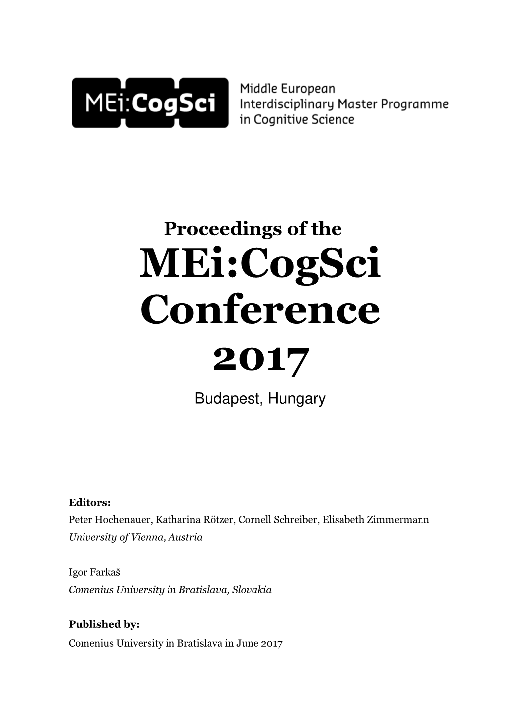 Proceedings of the Mei:Cogsci Conference 2017 in Budapest