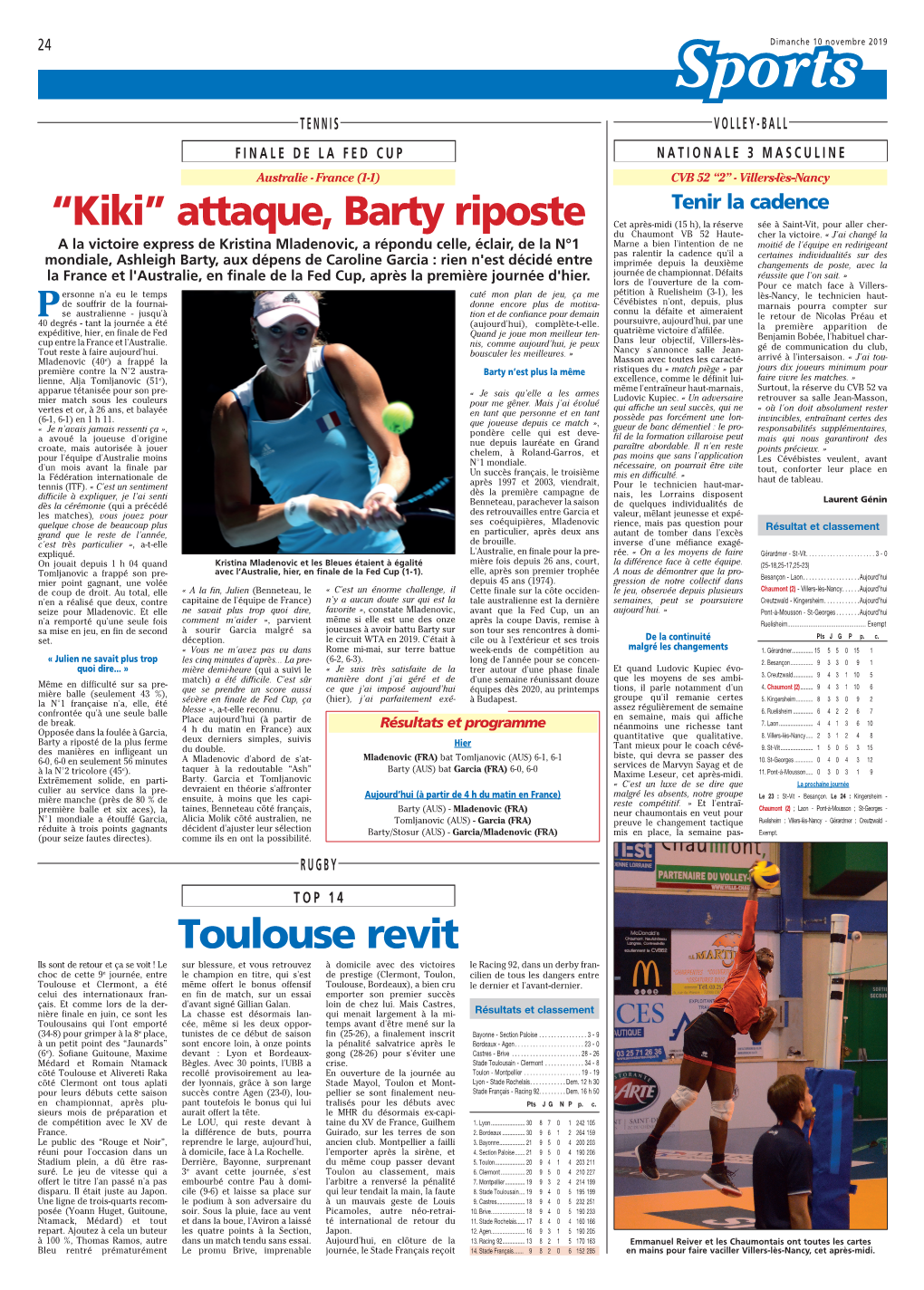 “Kiki” Attaque, Barty Riposte Toulouse Revit