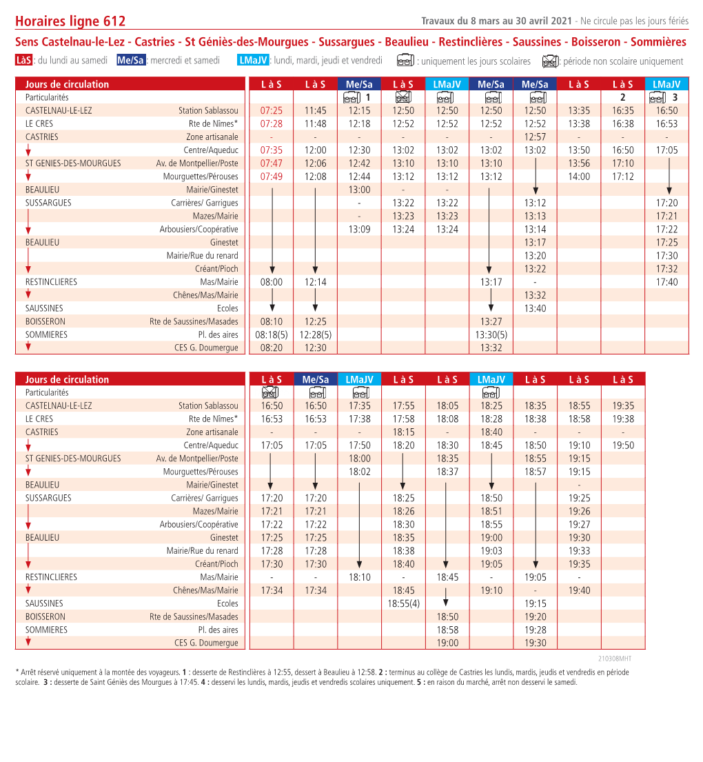 Horaires Ligne