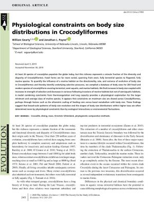 Physiological Constraints on Body Size Distributions in Crocodyliformes