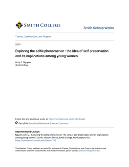 Exploring the Selfie Phenomenon : the Idea of Self-Preservation and Its Implications Among Young Women