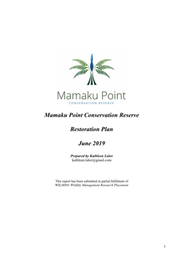 Mamaku Point Conservation Reserve Restoration Plan June 2019