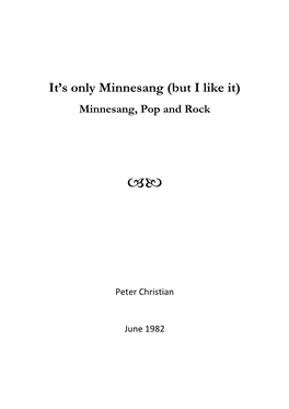 It's Only Minnesang