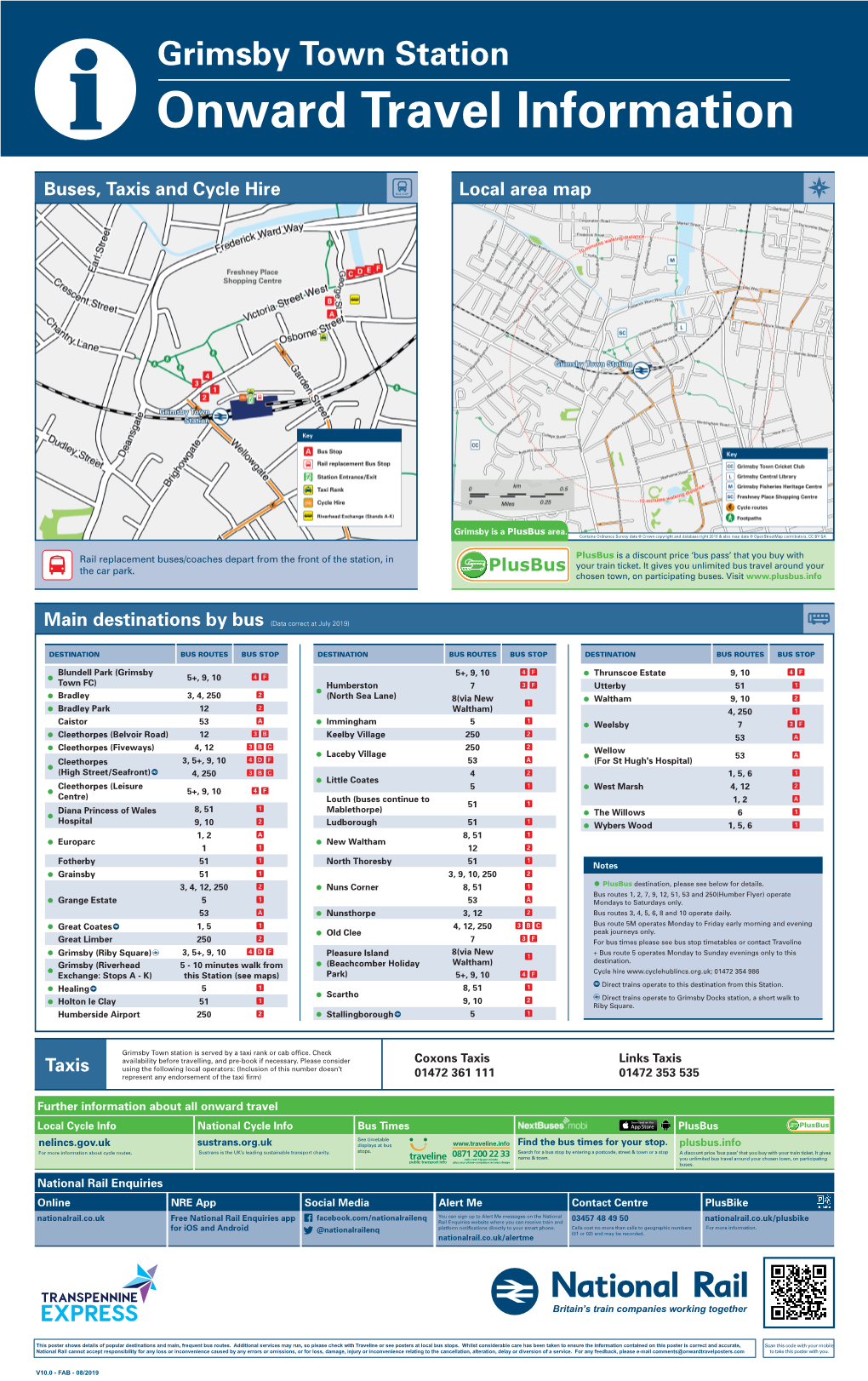 Grimsby Town Station I Onward Travel Information Buses, Taxis and Cycle Hire Local Area Map