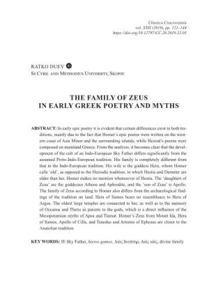 The Family of Zeus in Early Greek Poetry and Myths