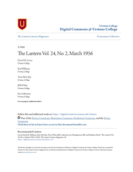 The Lantern Vol. 24, No. 2, March 1956 David M
