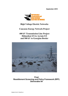 High Voltage Electric Networks Caucasus Energy Network Project