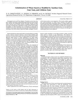 Gelatinization of Wheat Starch As Modified by Xanthan Gum, Guar Gum, and Cellulose Gum