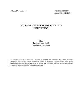 Journal of Entrepreneurship Education