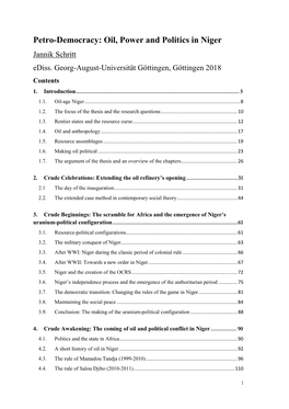 Petro-Democracy: Oil, Power and Politics in Niger Jannik Schritt Ediss