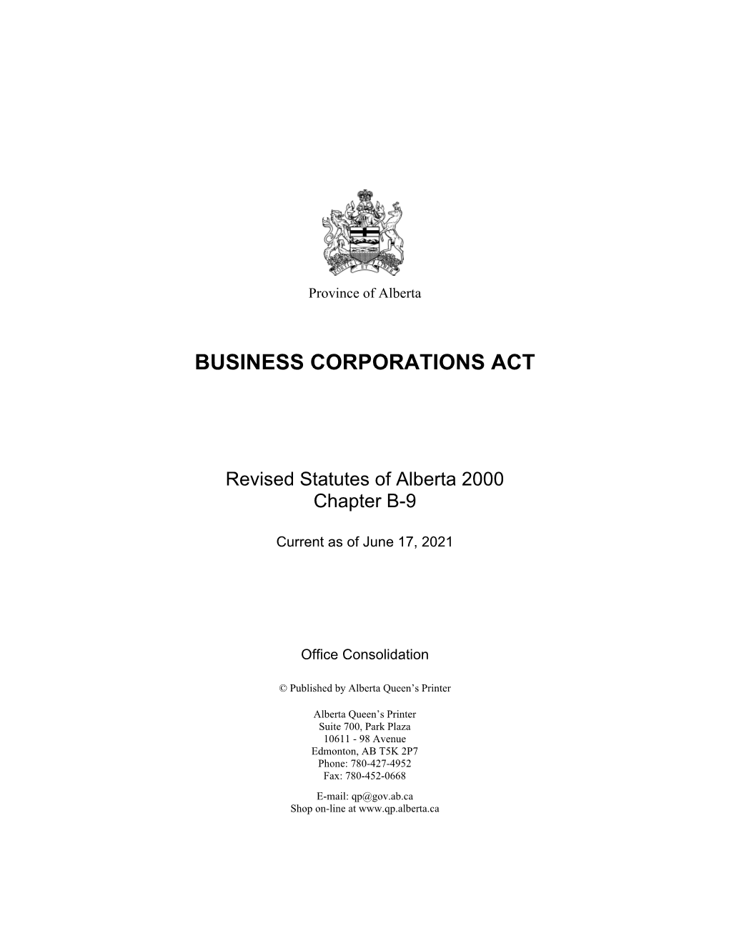 Business Corporations Act