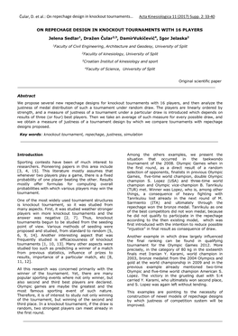 On Acta Kinesiologica 11 (2017) Supp. 2: 33-40 Repechage Design In