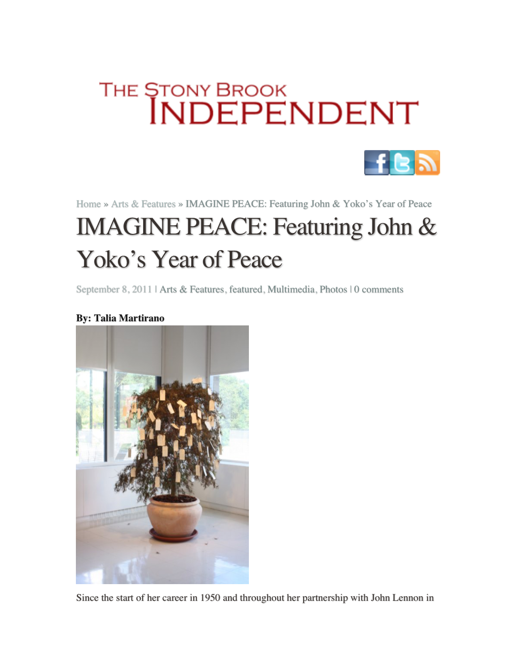 IMAGINE PEACE: Featuring John & Yoko’S Year of Peace IMAGINE PEACE: Featuring John & Yoko’S Year of Peace