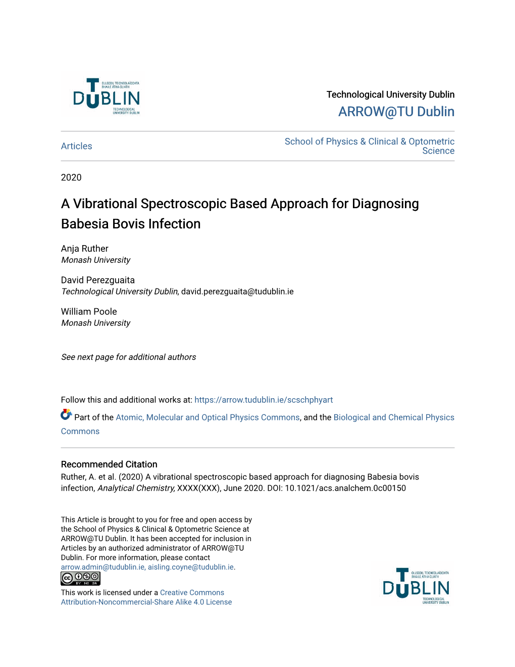 A Vibrational Spectroscopic Based Approach for Diagnosing Babesia Bovis Infection