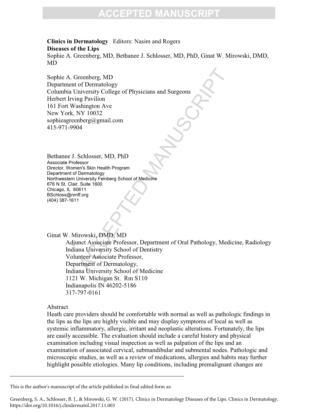 Clinics in Dermatology Diseases of the Lips