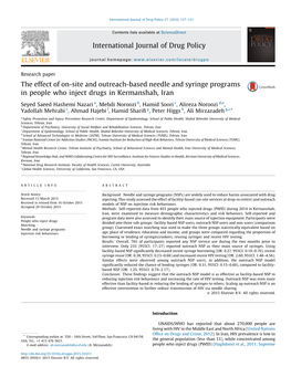 The Effect of On-Site and Outreach-Based Needle and Syringe Programs