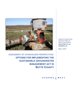 2016 Butte County SGMA Stakeholder Assessment Report