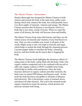 The Master Cleanse Summary