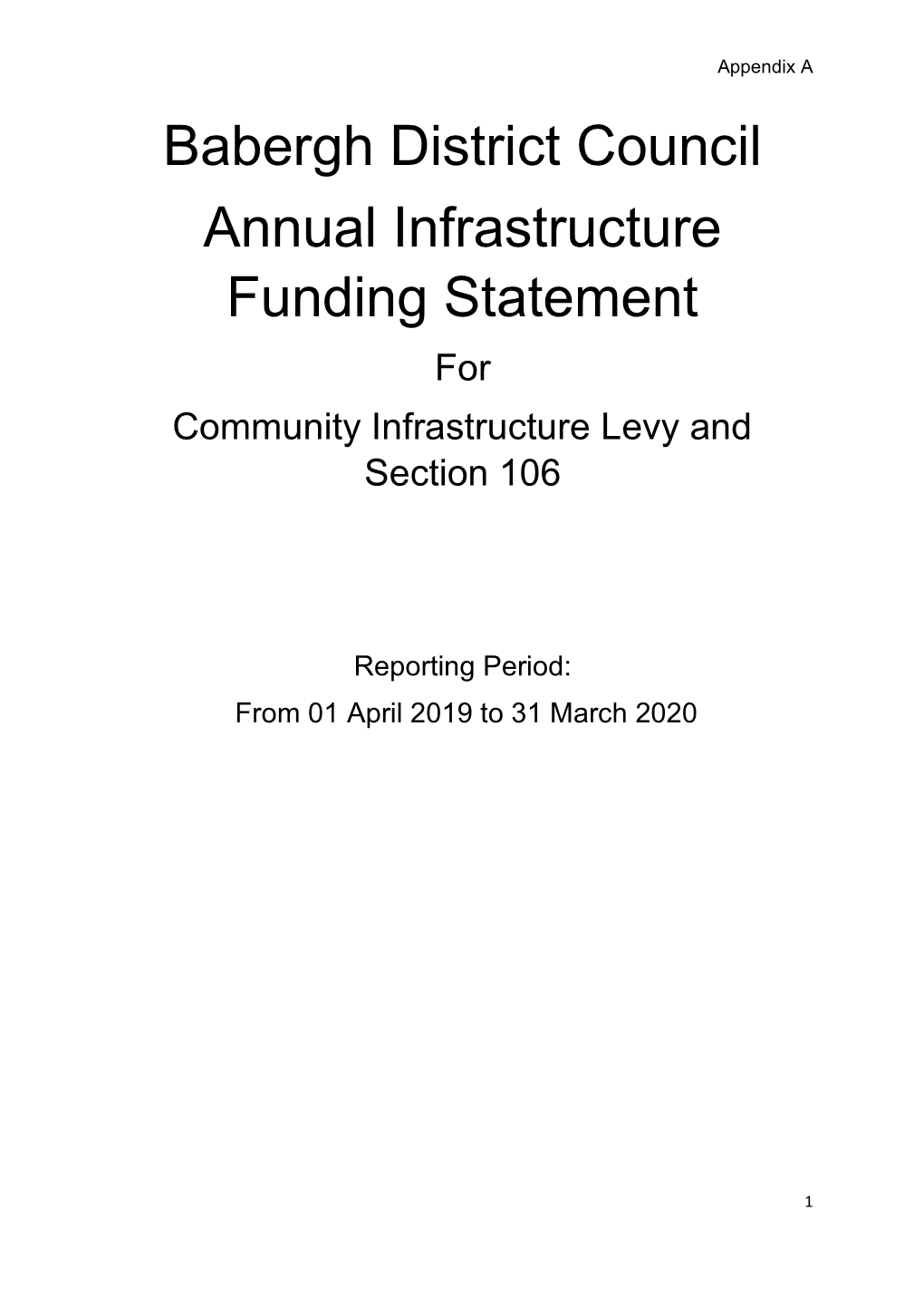 Babergh District Council Annual Infrastructure Funding Statement for Community Infrastructure Levy and Section 106