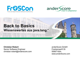 Back to Basics Wissenswertes Aus Java.Lang.*