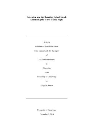 Education and the Boarding School Novel: Examining the Work of José Régio