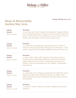 Music & Memorabilia Auction May 2019