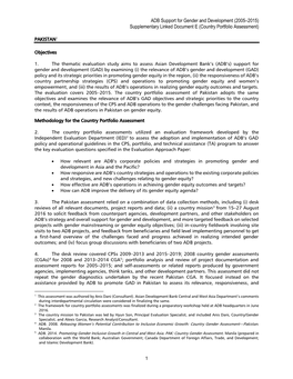 Supplementary Linked Document E (Country Portfolio Assessment)