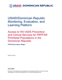 USAID/Dominican Republic Monitoring, Evaluation, and Learning Platform