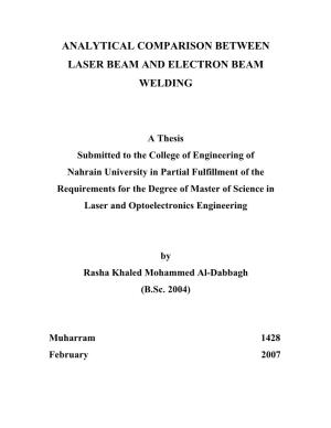 Analytical Comparison Between Laser Beam and Electron Beam Welding